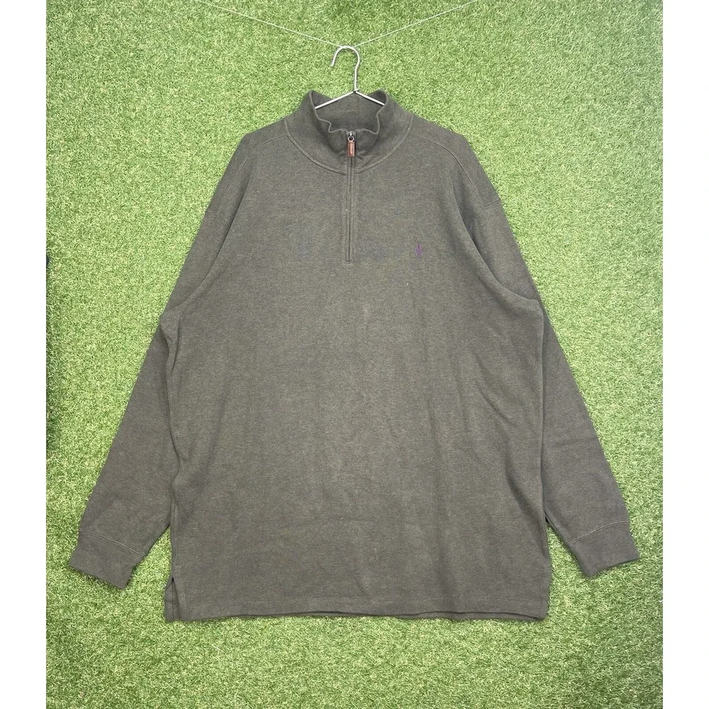 Polo Ralph Lauren Sweater Mens Pullover 1/4 Zip Quarter Green Pony Size 3XL Tall